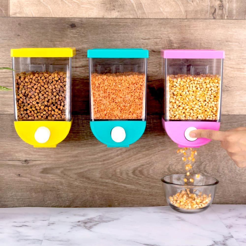 2259 Wall Mounted Cornflakes/Cereal/Pulses/Beans - 1100 ml (assorted color) (1Pc) - SkyShopy 2259 Wall Mounted Cornflakes/Cereal/Pulses/Beans - 1100 ml (assorted color) (1Pc) - SkyShopy